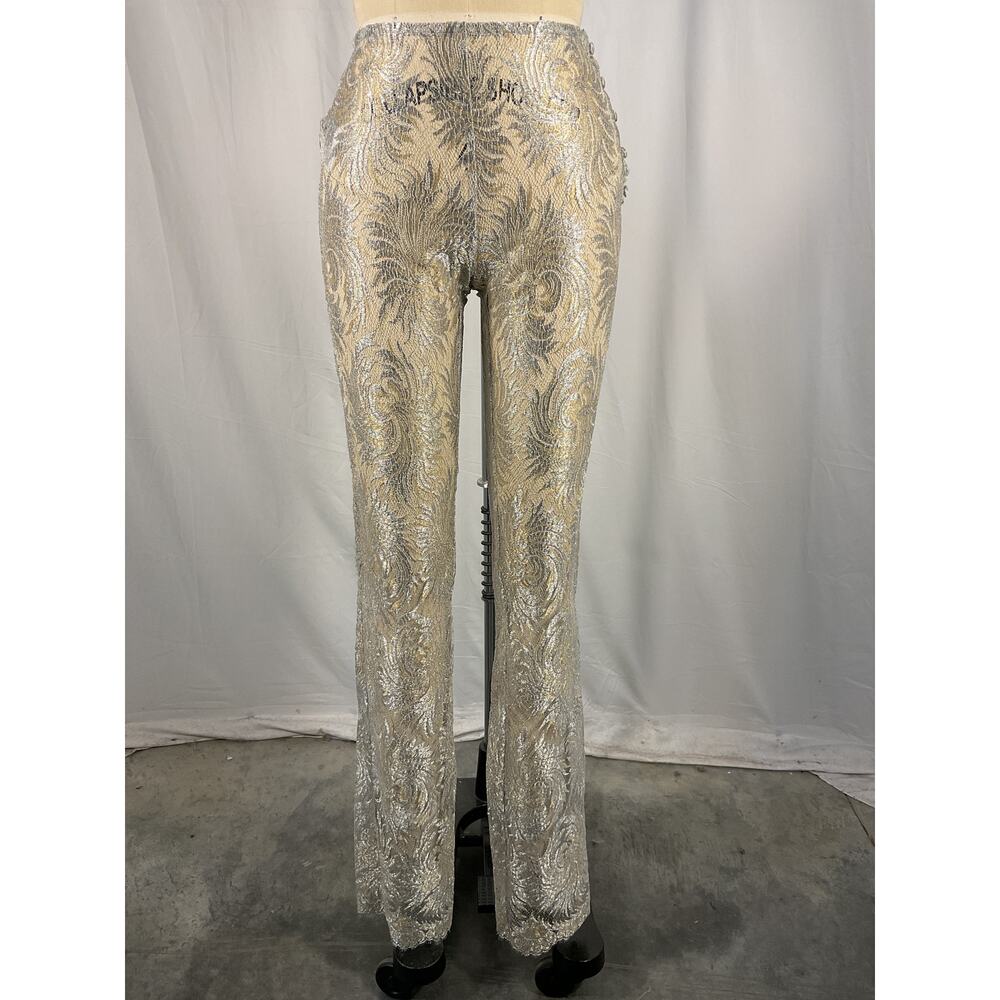 Coperni Lace Flared Silver Polyamide Trouser Size… - image 2